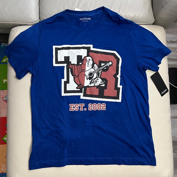 NWT - True Religion Men’s Spliced TR Logo Short Sleeve T Shirt - Size L - Picture 4 of 8
